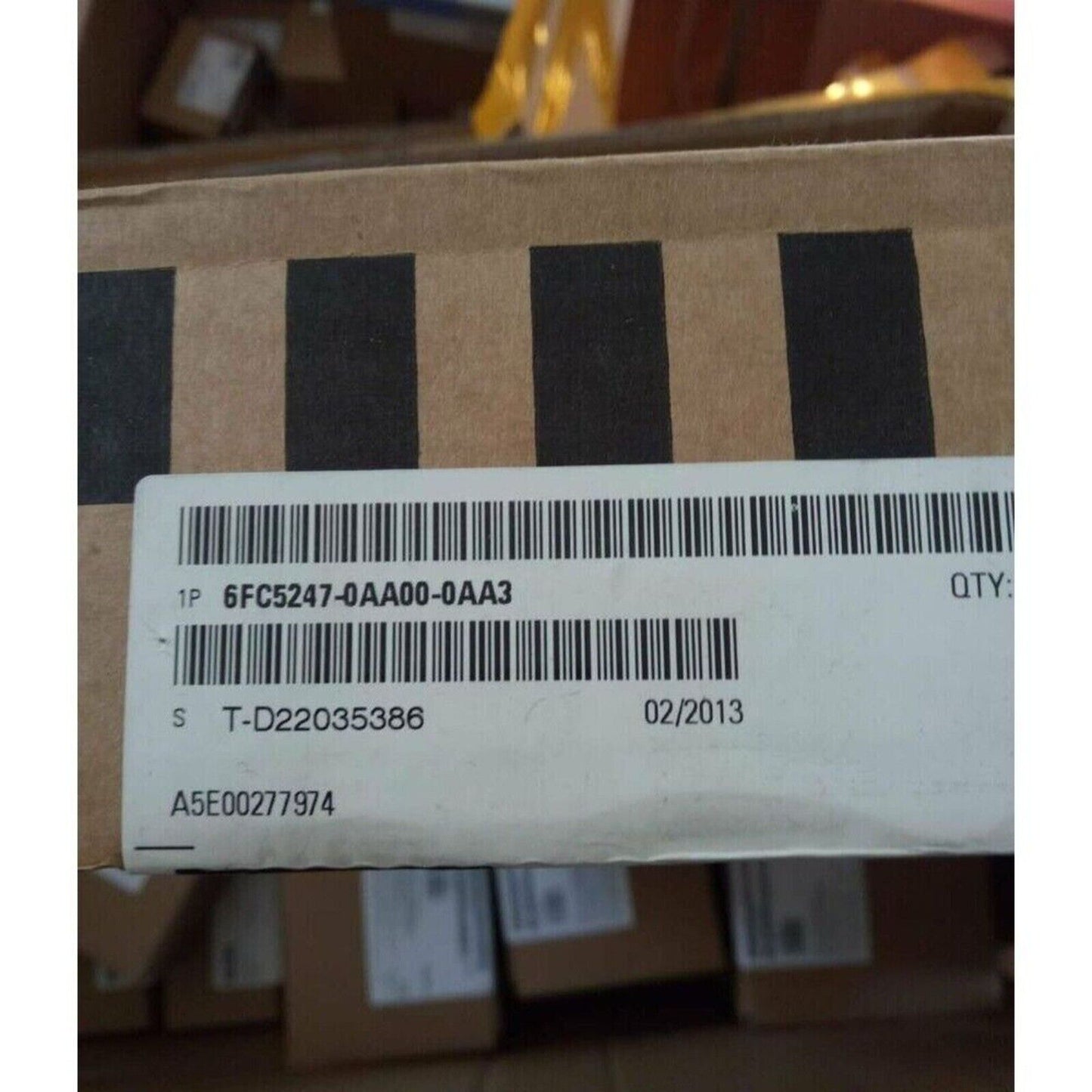 Siemens SINUMERIK 6FC5247-0AA00-0AA3 product label, industrial CNC machine part, 02/2013 date, barcode