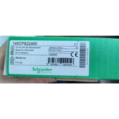 Schneider 140CPS22400 PLC module, industrial automation part, featuring Modicon, DC 24V 8A, Made in China.
