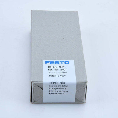 Festo MFH-5-1/4-B Solenoid Valve in box. Industrial automation component.