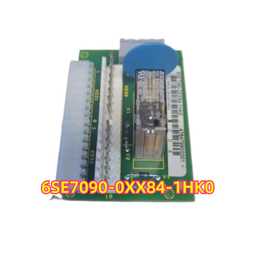 Siemens 6SE7090-0XX84-1HK0 SIMOVERT Master Drives module, green circuit board with relay and connectors.