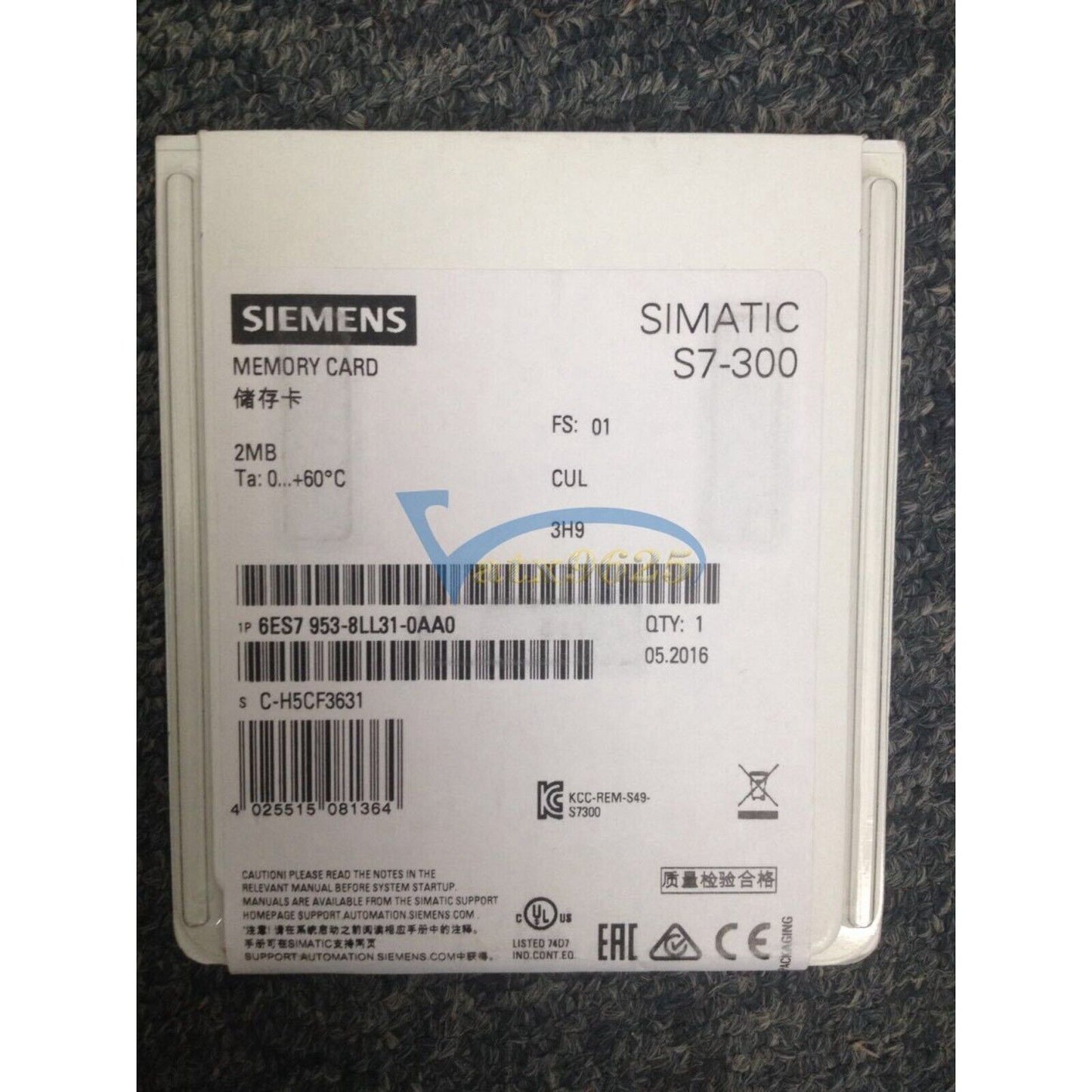 SIMATIC S7-300 Micro Memory Card by Siemens, 2MB, 6ES7953-8LL31-0AA0 for S7-300 CPUs