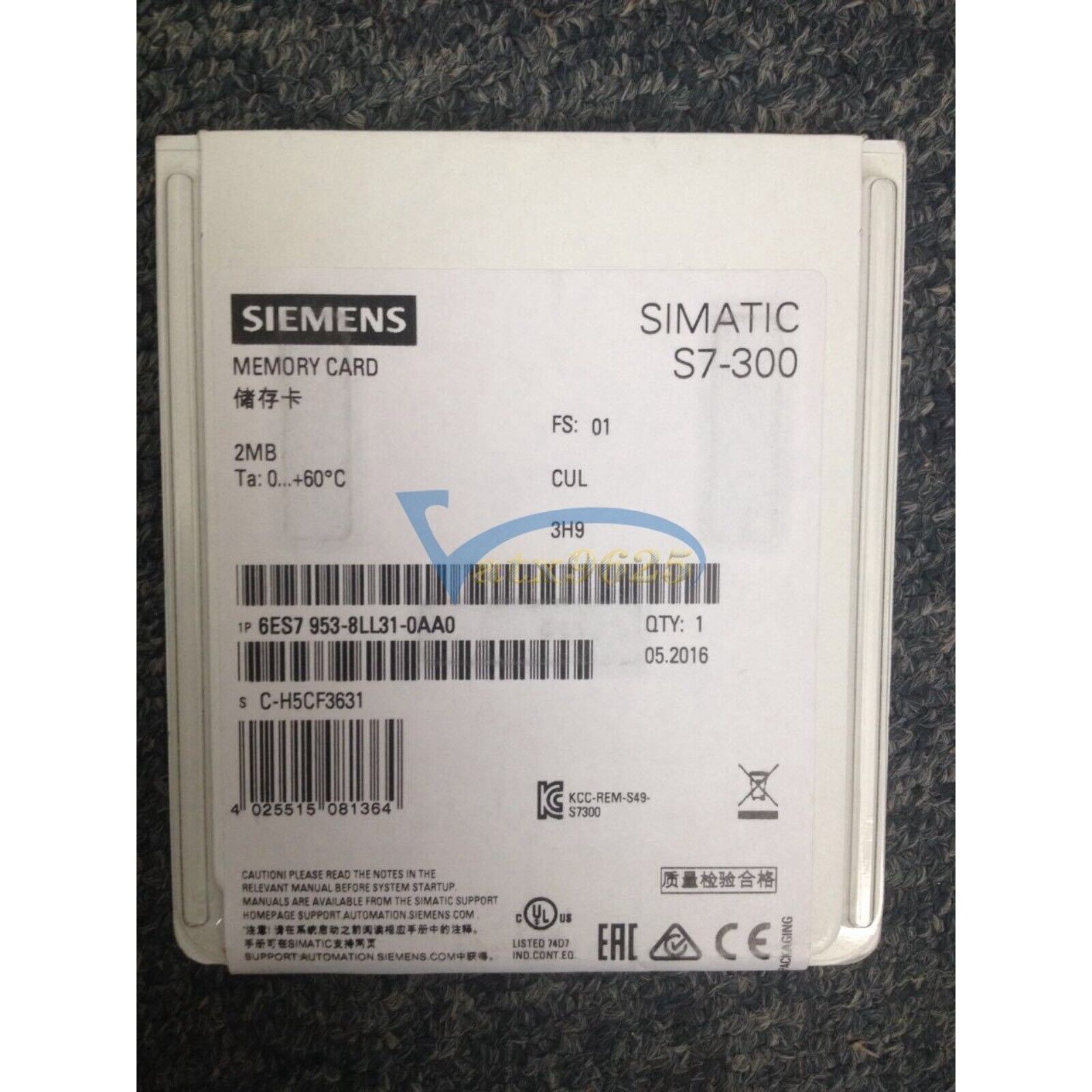 SIMATIC S7-300 Micro Memory Card by Siemens, 2MB, 6ES7953-8LL31-0AA0 for S7-300 CPUs