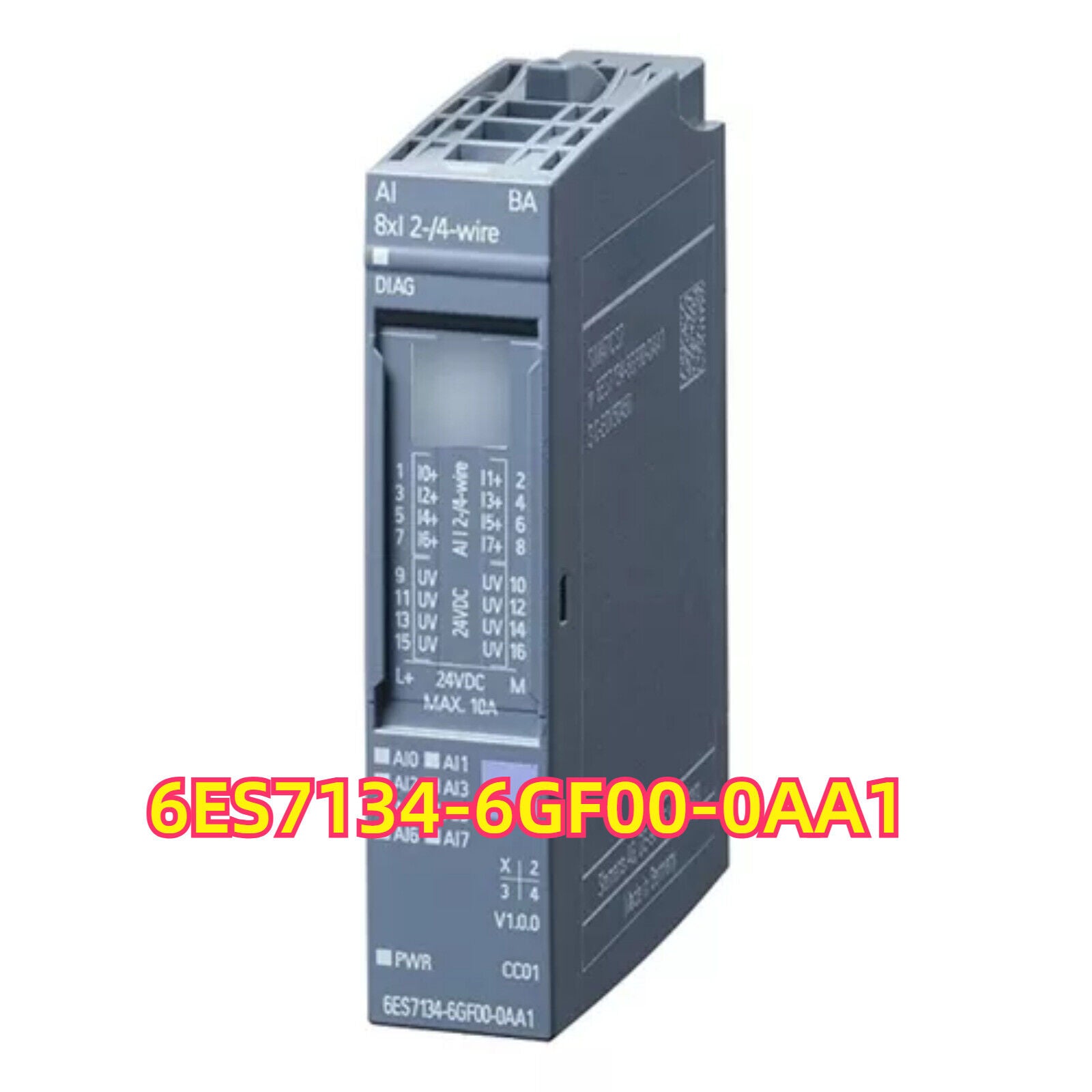 Siemens SIMATIC ET 200SP Analog Input Module 6ES7134-6GF00-0AA1, grey plastic housing, industrial automation part