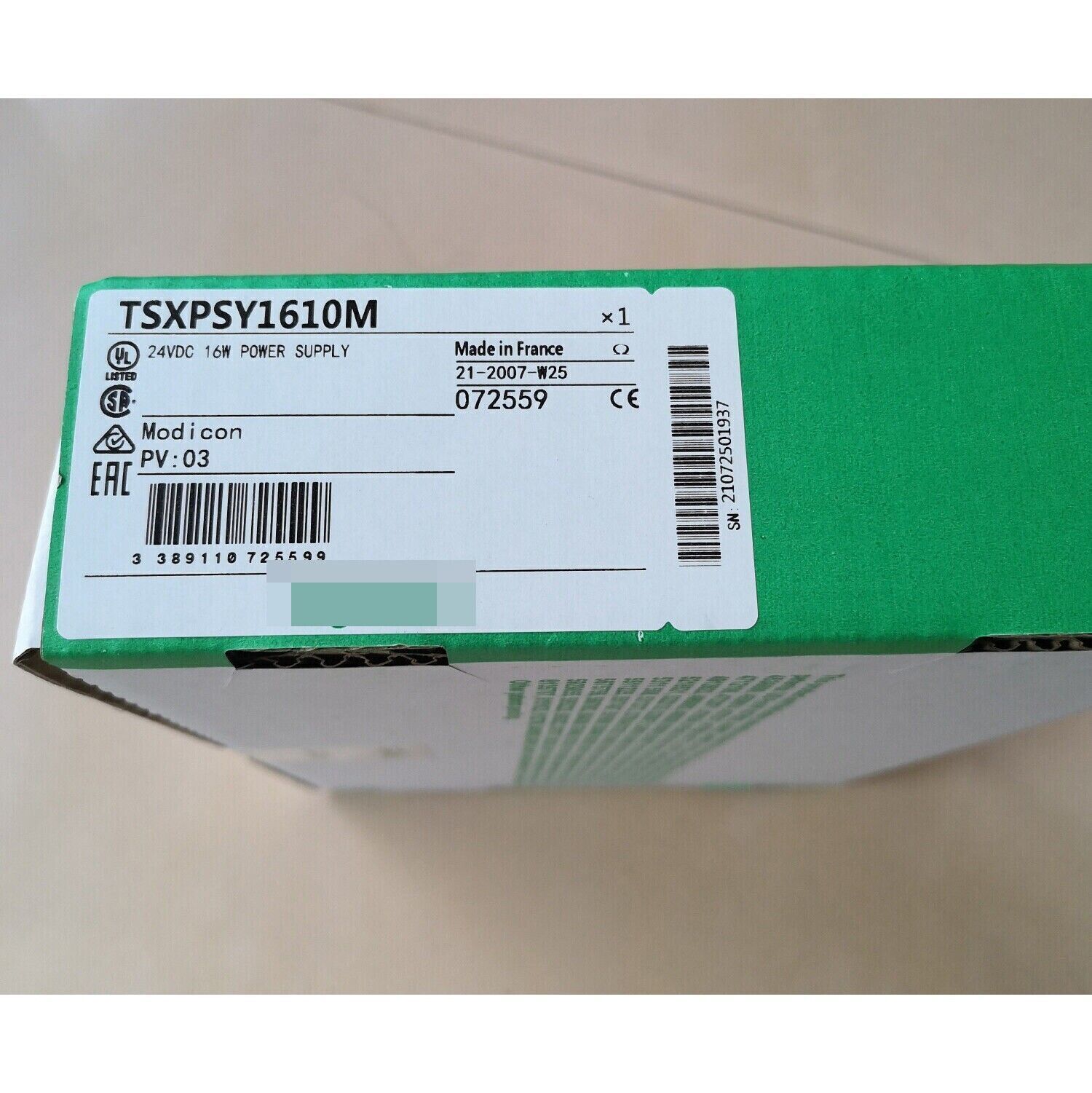 Schneider Electric TSXPSY1610M power supply module box, 24VDC 16W, industrial automation part.