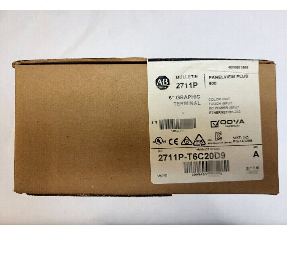 New 2711P-T6C20D9 A PanelView Plus 600 Touchscreen 2711P-T6C20D9 Factory Sealing