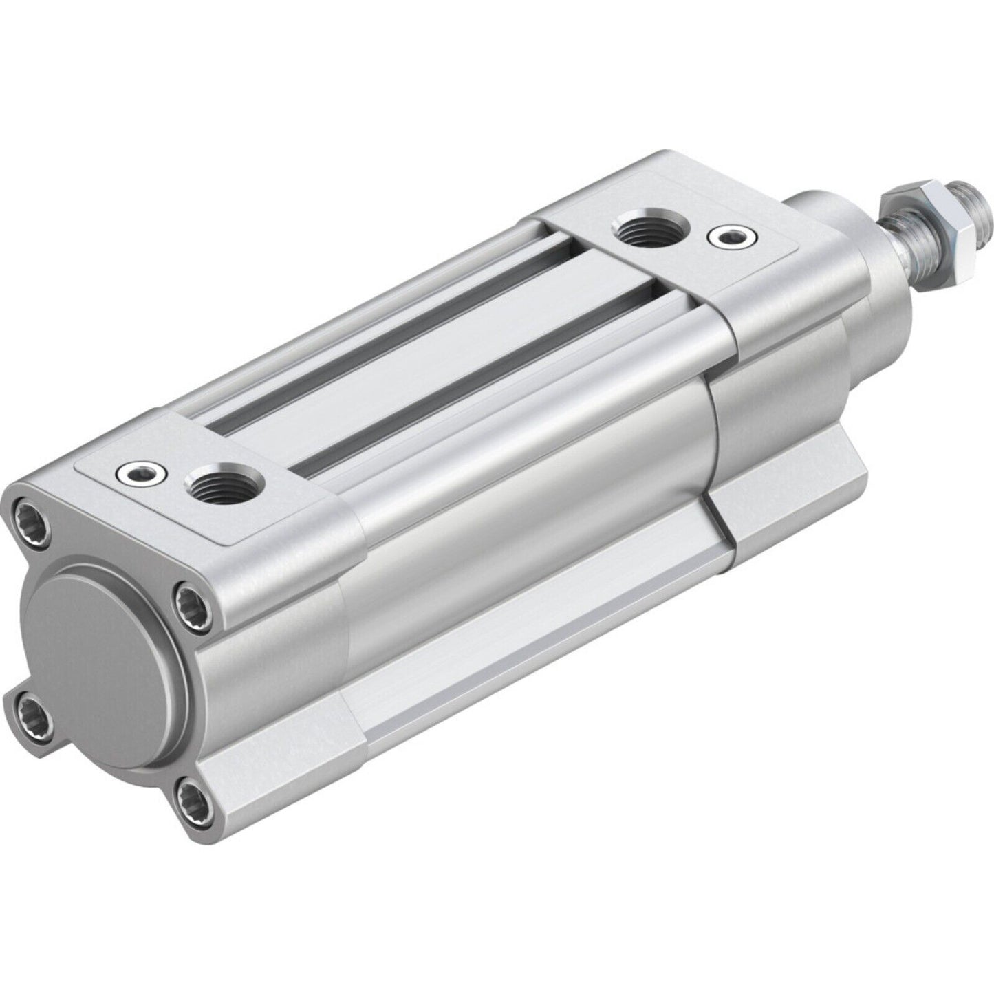 Festo DSBC-40-50-PPVA-N3 ISO standard pneumatic cylinder. Silver aluminum construction for industrial automation components.
