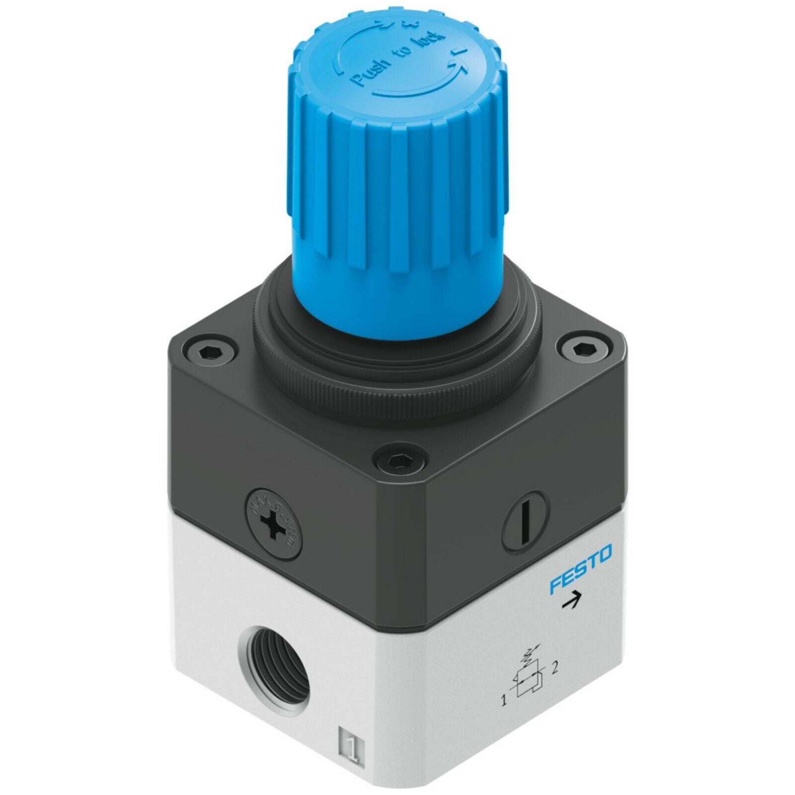 Festo LRP-1/4-4 precision pressure regulator, blue dial, industrial automation