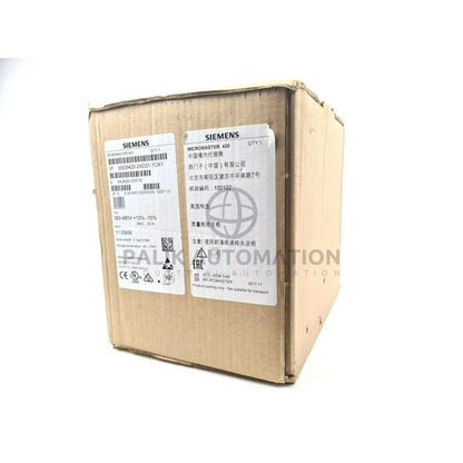 Siemens MICROMASTER 420 6SE6420-2AD31-1CA1 industrial automation part box, Palik Automation labels.