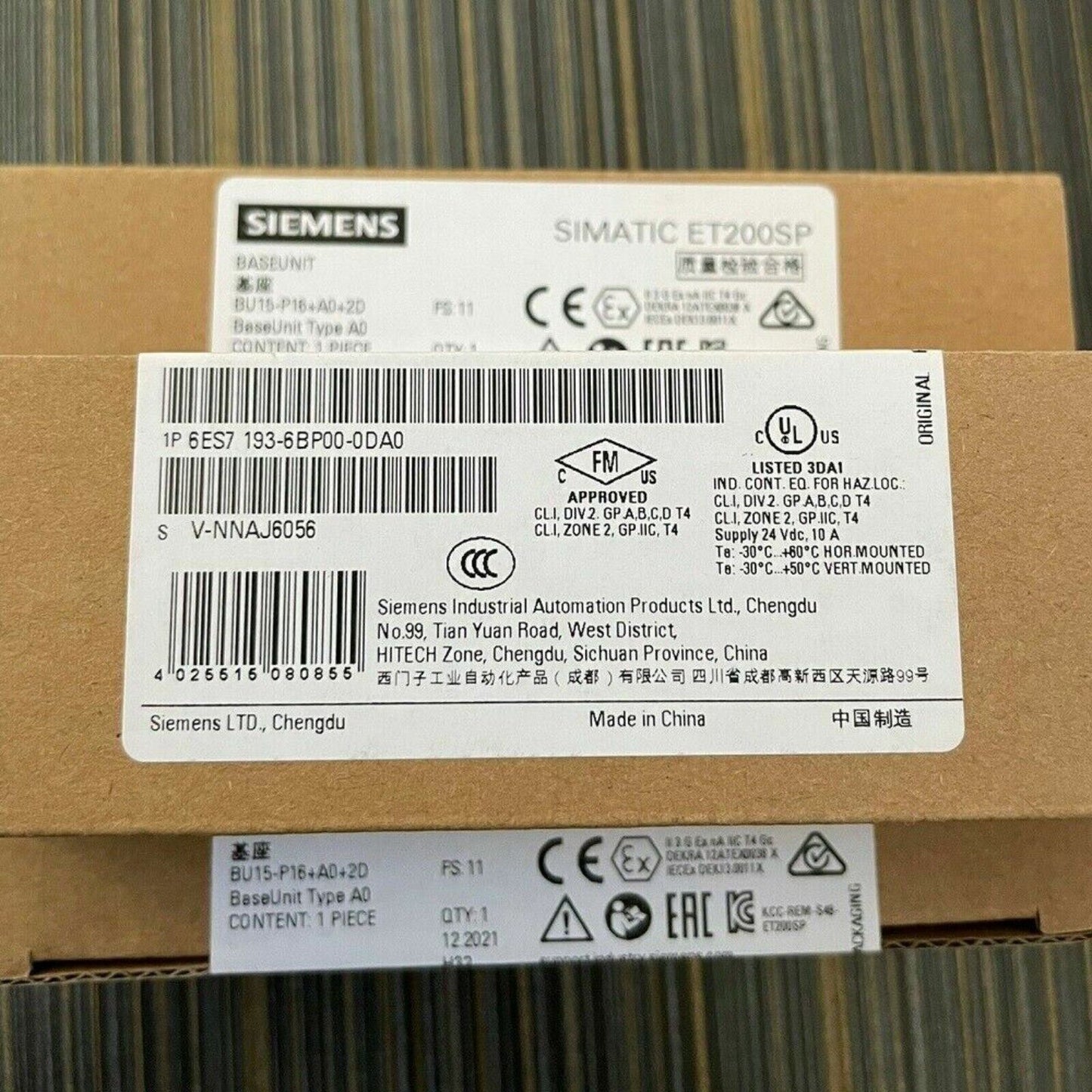 Siemens SIMATIC ET200SP BaseUnit 6ES7193-6BP00-0DA0, Industrial Automation Part Packaging, Made in China