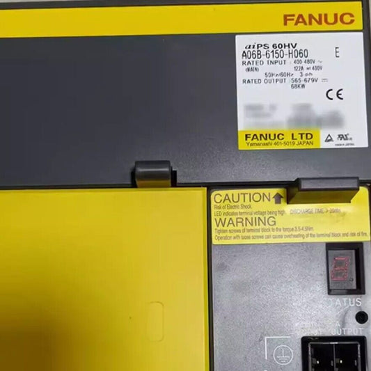 FANUC A06B-6150-H060 Servo Drive Amplifier, yellow and gray industrial equipment, product details visible.