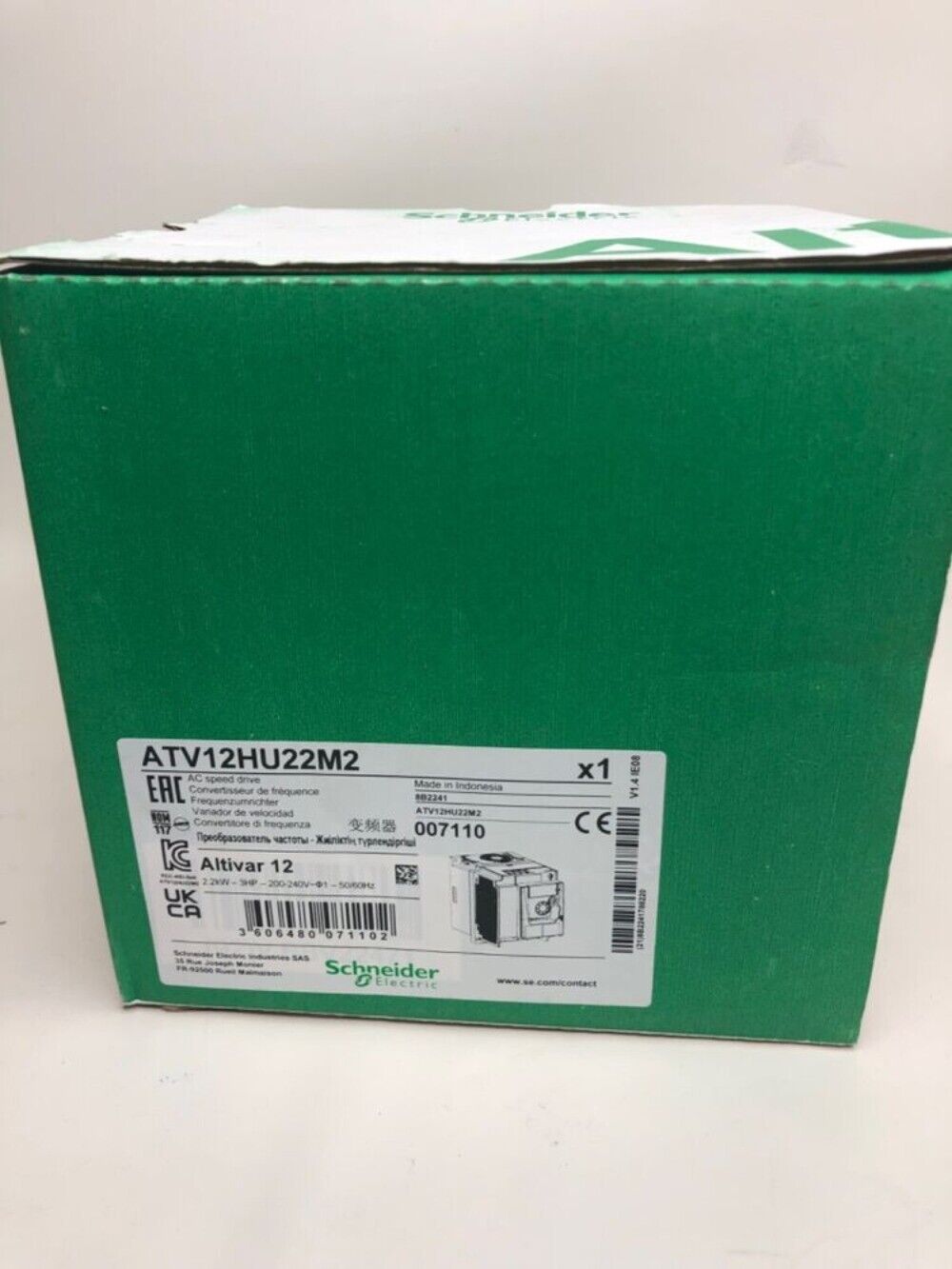 Schneider Electric ATV12HU22M2 Variable Speed Drive, green box, Altivar 12 inverter, fast shipping