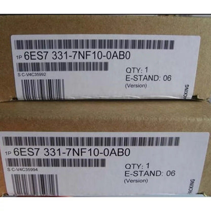 Siemens SIMATIC S7-300 Analog Input Module 6ES7331-7NF10-0AB0 packaging, showing product details.