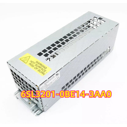 Siemens SINAMICS G120 Power Module 6SL3201-0BE14-3AA0, silver metal case with ventilation slots, industrial automation part.