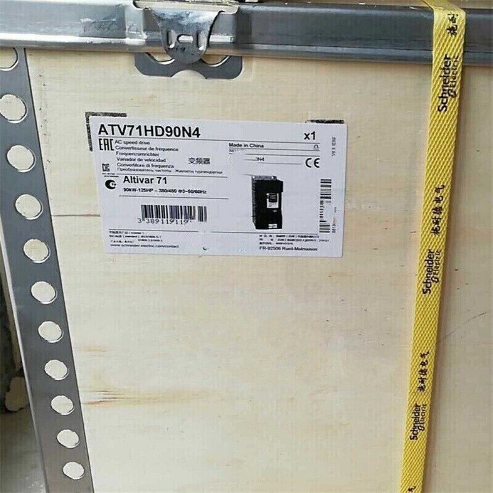 Schneider ATV71HD90N4 Variable Frequency Drive in wooden box, new stock, industrial automation equipment