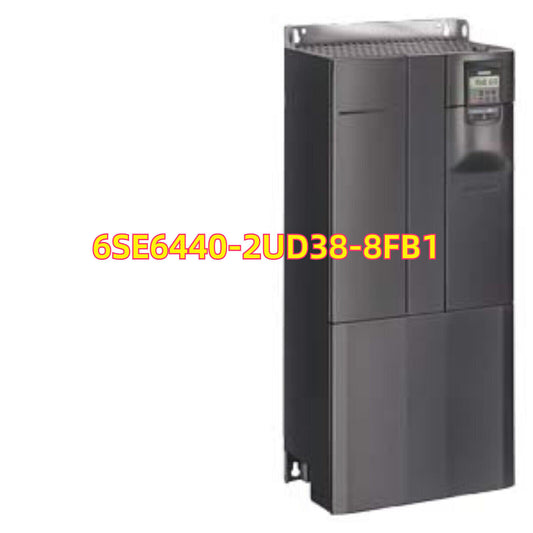 Siemens MICROMASTER 440 drive, model number 6SE6440-2UD38-8FB1, industrial automation equipment.