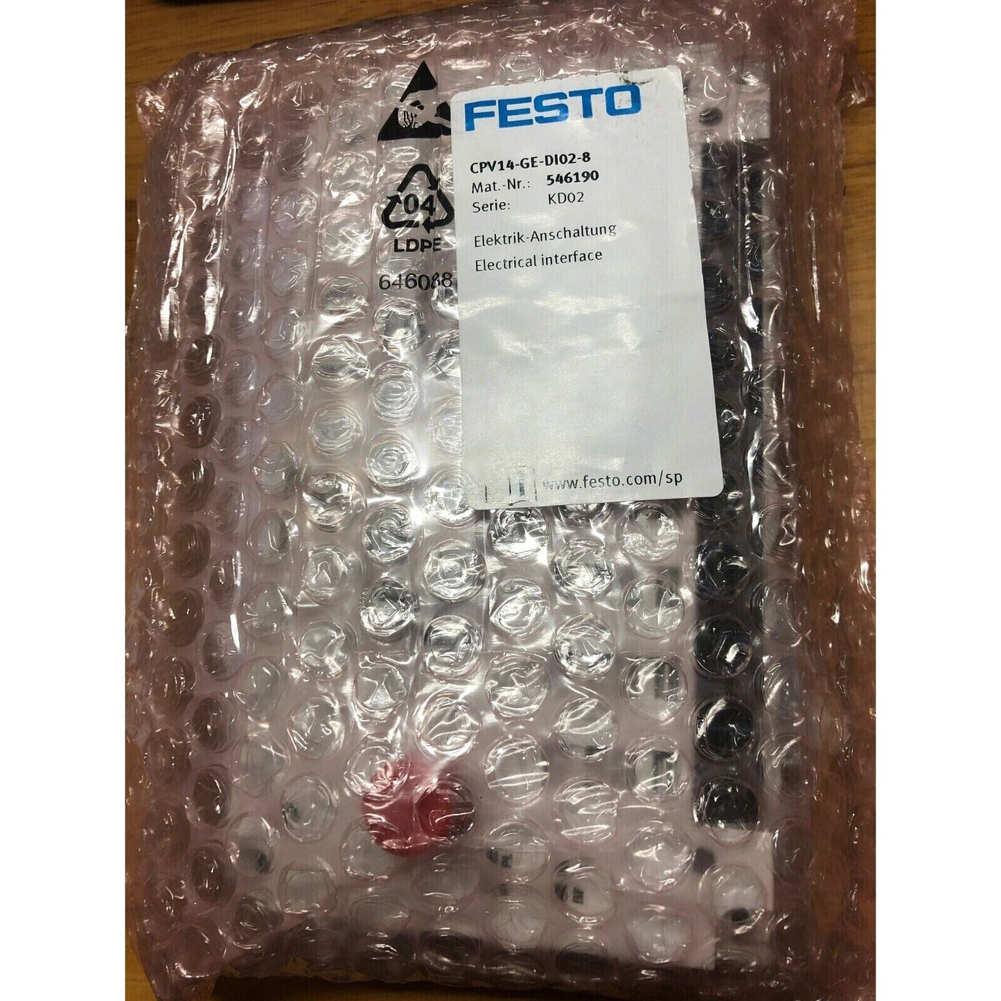 FESTO CPV14-GE-DI02-8 Electrical Interface product in protective packaging.