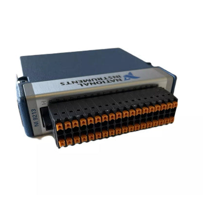 National Instruments NI-9213 C Series Temperature Input Module, close-up shot, showing connectors and branding.