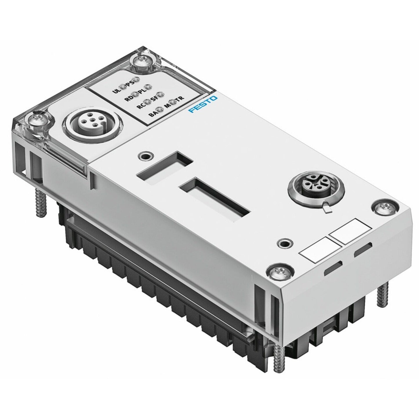 Festo CPX-FB32 Bus Node, industrial automation component, silver and black, with connectors and labels.