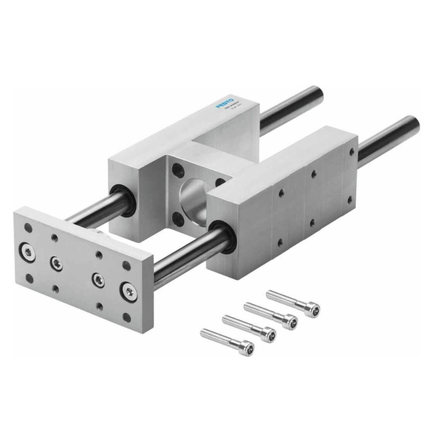 Festo FENG-50-320-KF 34511 guide unit. Industrial automation part with mounting plate and screws. New Festo product.