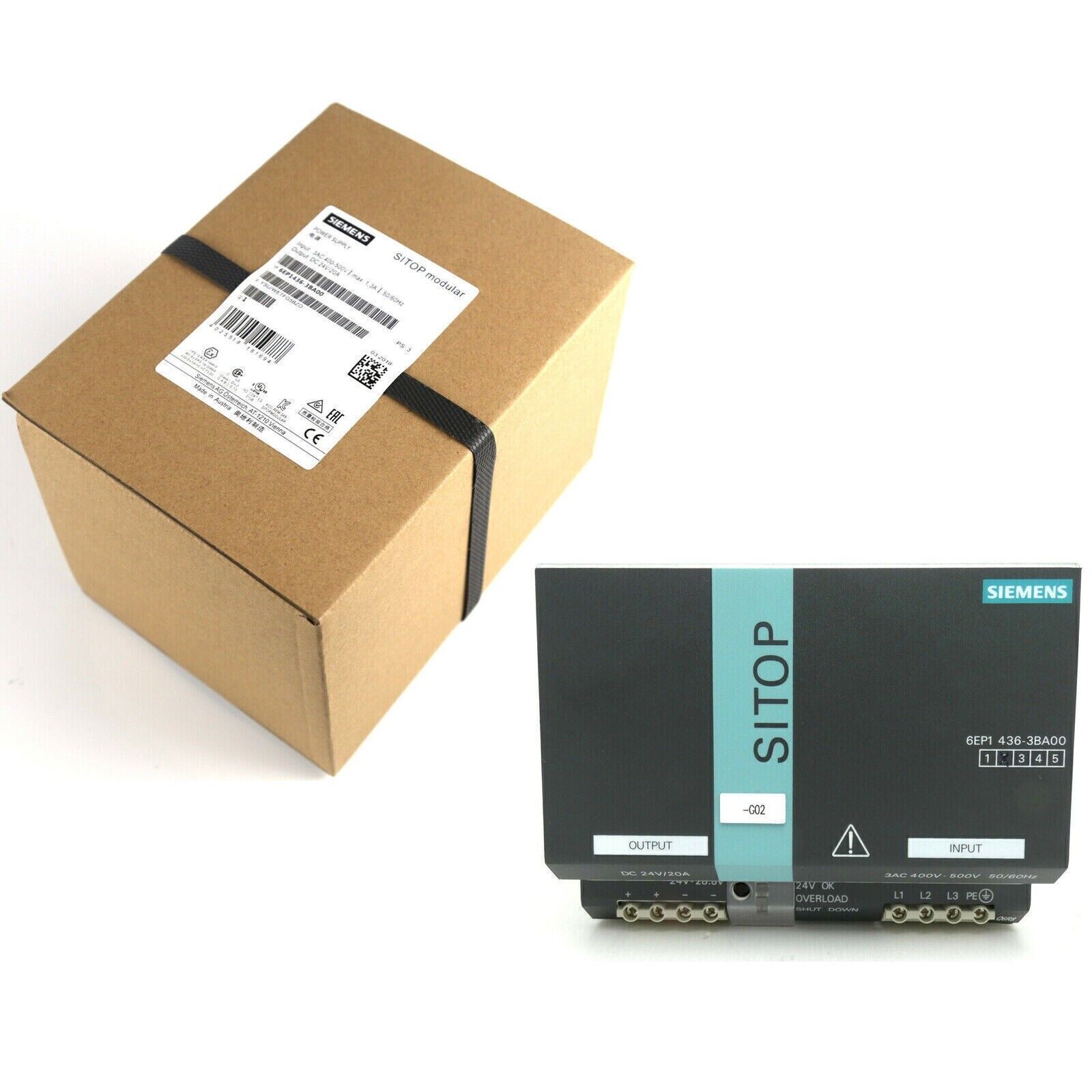 Siemens SITOP Modular Stabilized Power Supply 6EP1436-3BA00, industrial power supply with box.