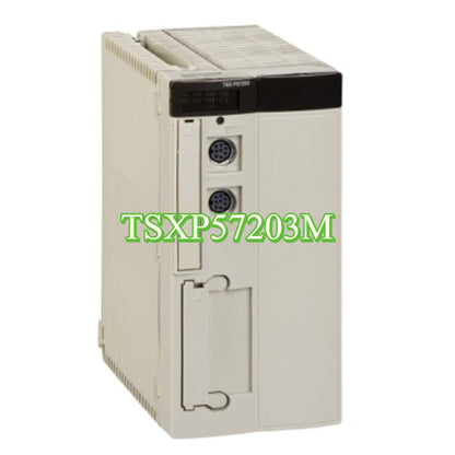 Schneider Modicon TSXP57203M PLC Processor, industrial automation part, new condition, beige casing.