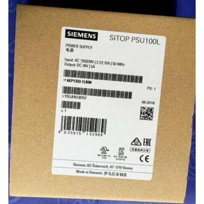 Siemens SITOP PSU100L power supply unit with product information label.