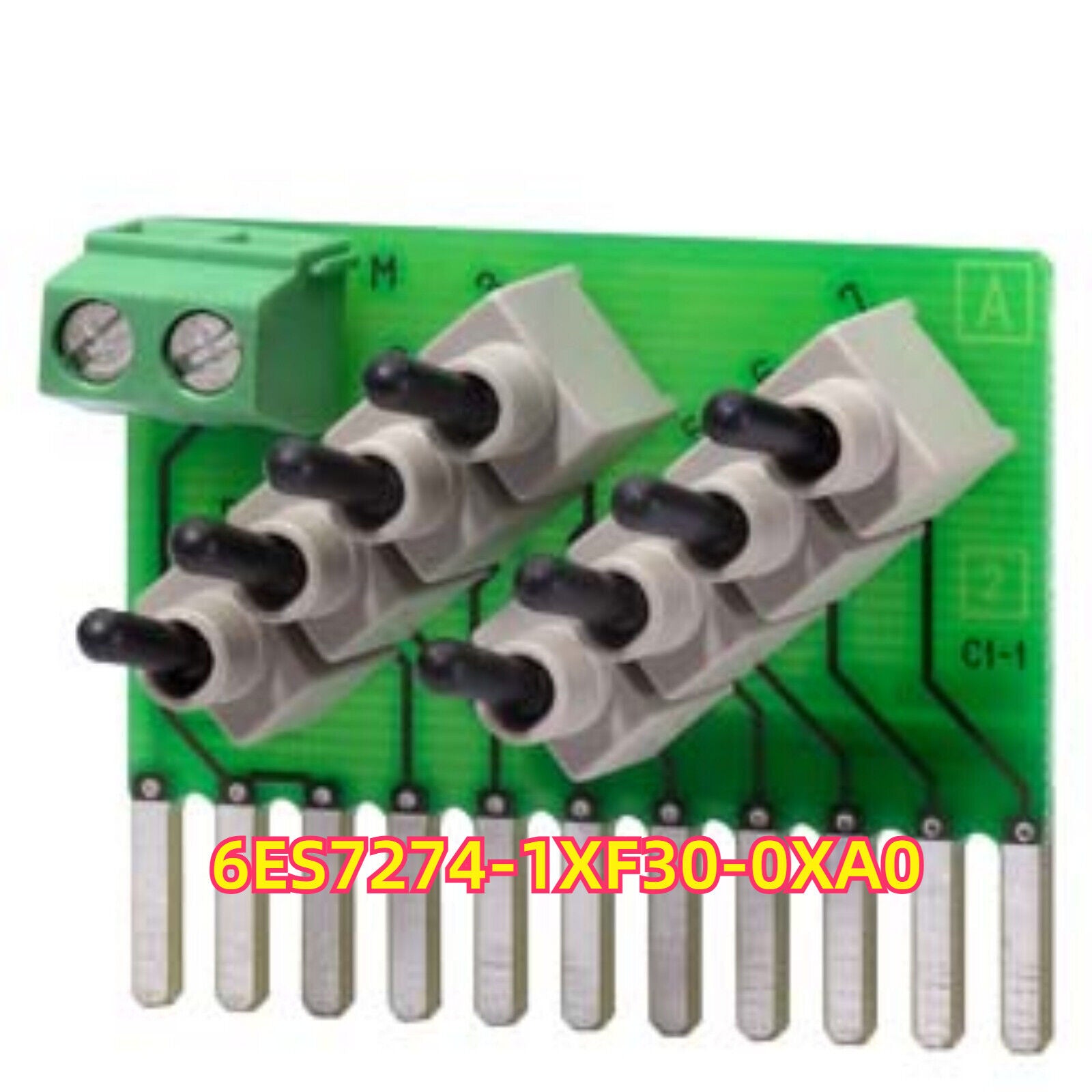 Siemens 6ES7 274-1XF30-0XA0 S7-1200 Simulator Module, Green PCB with connectors.
