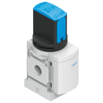 Festo MS4-EM1-1/4 Start Valve, Blue and black top, industrial automation part.