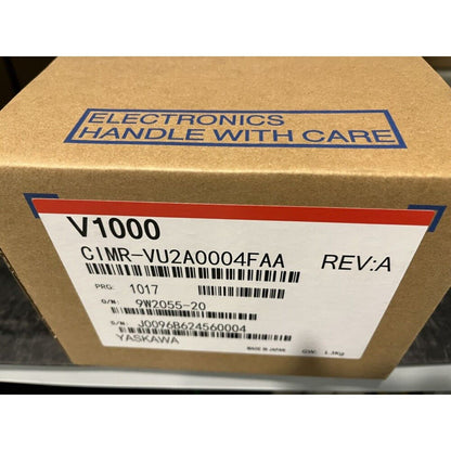 Yaskawa V1000 Inverter Box. CIMR-VU2A0004FAA Model. Industrial automation part. Made in Japan.