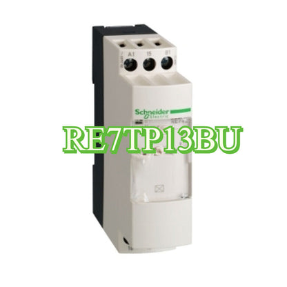 Schneider Electric RE7TP13BU time relay, white and gray industrial automation component.