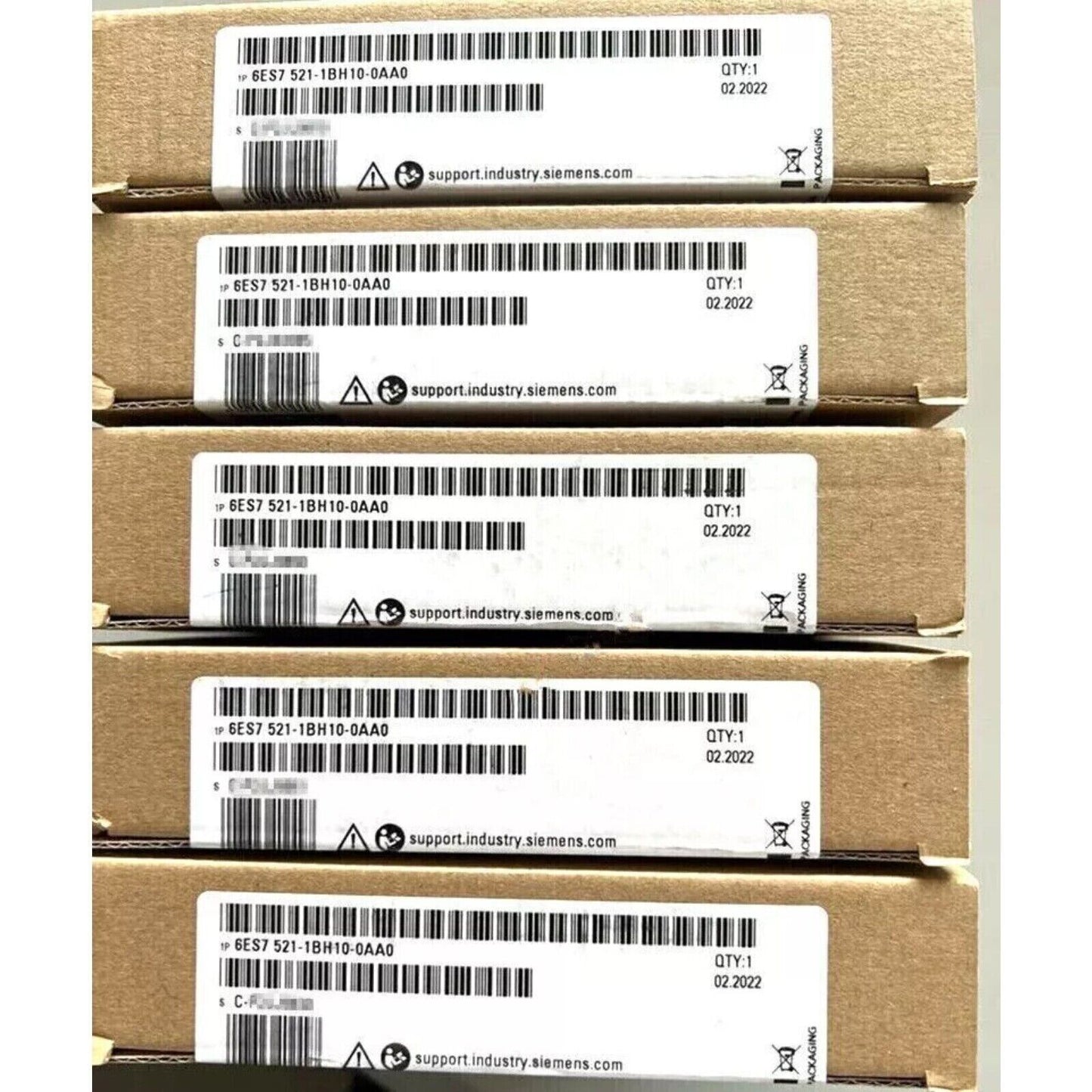 Siemens S7-1500 digital input module 6ES7521-1BH10-0AA0 packaging. PLC module label, QTY:1, from support.industry.siemens.com