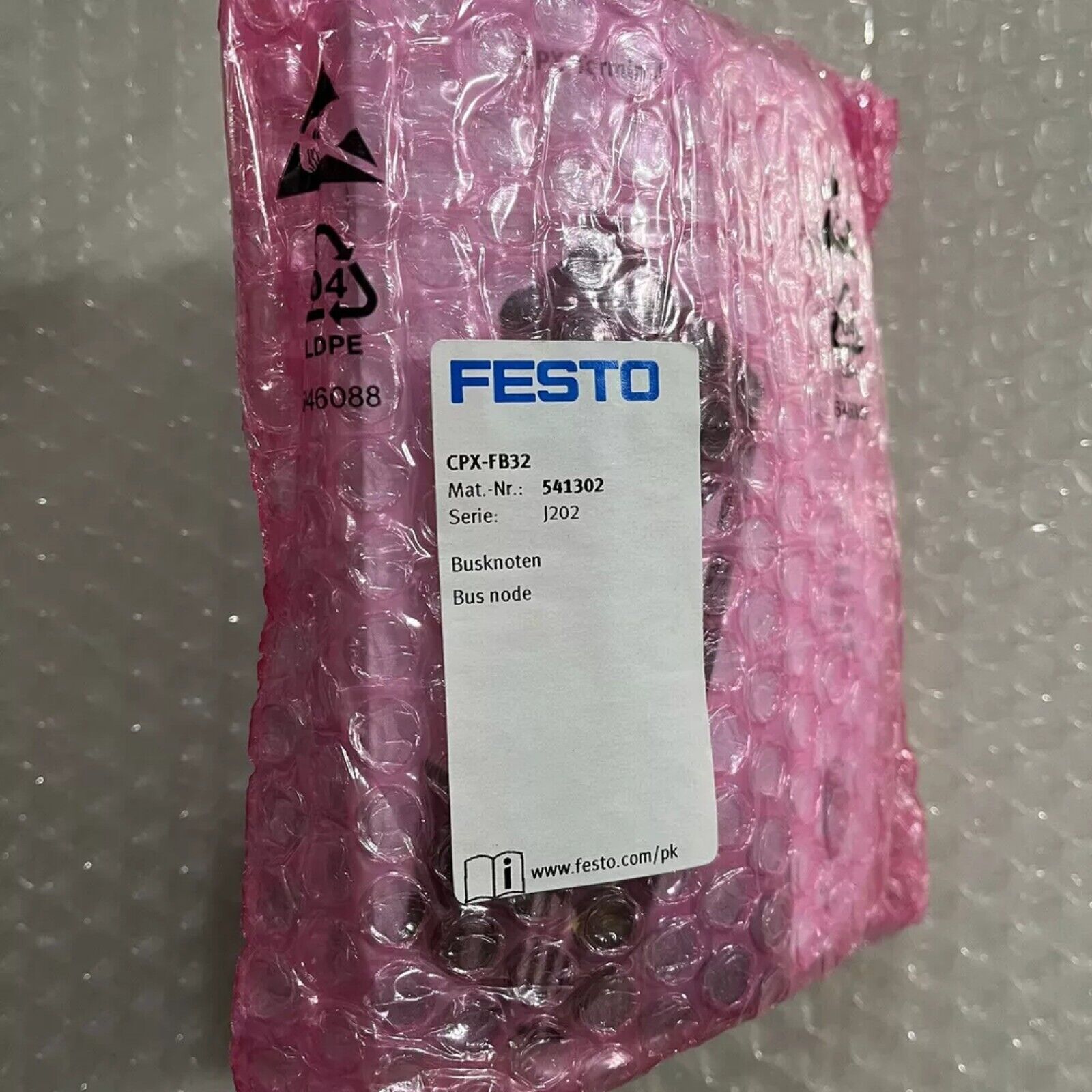 Festo CPX-FB32 Bus Node in bubble wrap packaging, new automation part with labels, fast shipping