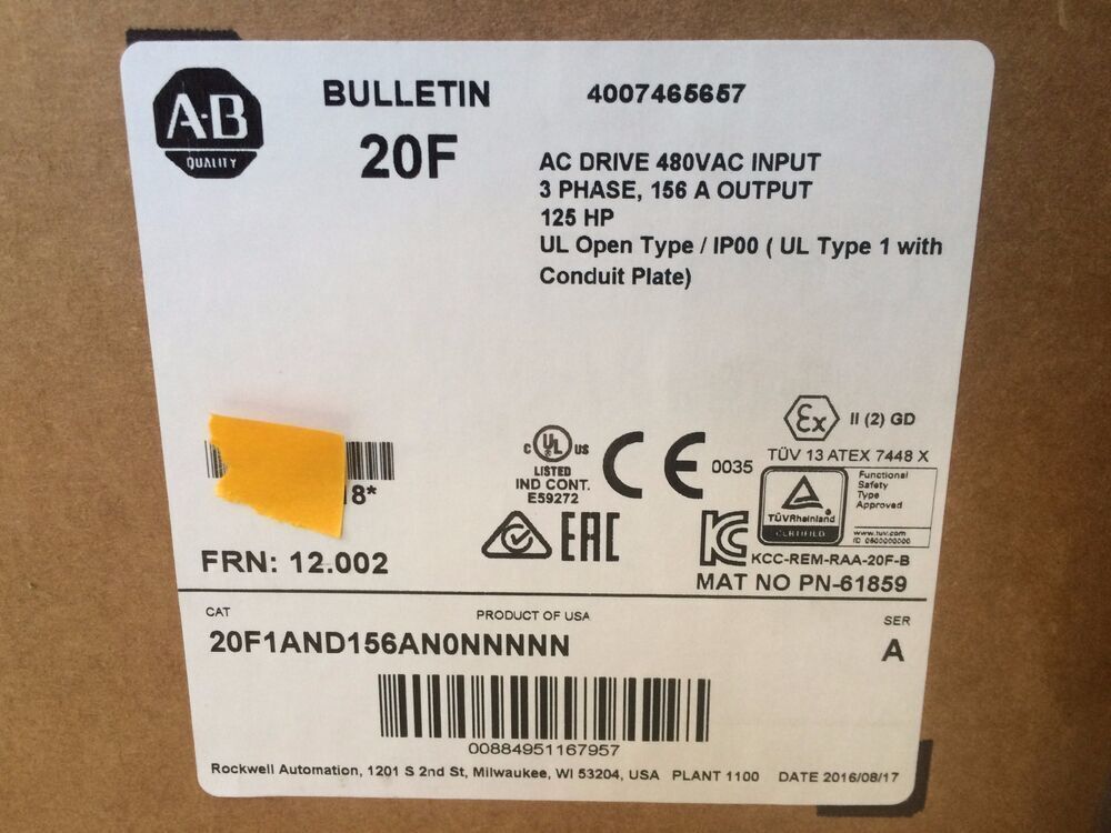 20F1AND156AN0NNNNN Allen-Bradley PowerFlex 753 VFD Drive 20F1AND156AN0NNNNN