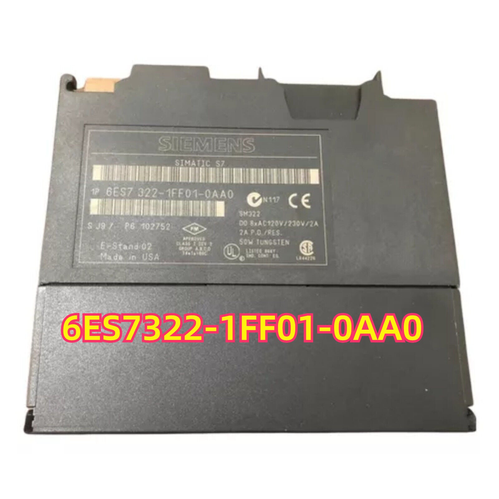 Siemens SIMATIC S7 PLC Digital Output Module 6ES7322-1FF01-0AA0, industrial automation part, Made in USA.