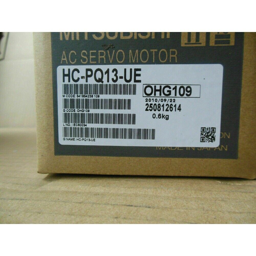 Mitsubishi HC-PQ13-UE AC Servo Motor label, OHG109, 0.6kg, Made in Japan