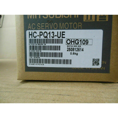 Mitsubishi HC-PQ13-UE AC Servo Motor label, OHG109, 0.6kg, Made in Japan