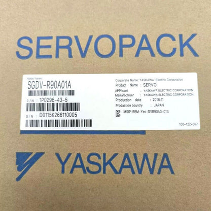 YASKAWA SGDV-R90A01A ServoPack box, new with product details, Made in Japan, industrial automation parts.