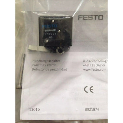 Festo SMPO-8E Proximity Sensor. Industrial automation part with product information.