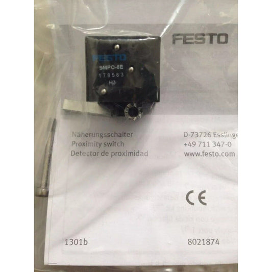 Festo SMPO-8E Proximity Sensor. Industrial automation part with product information.