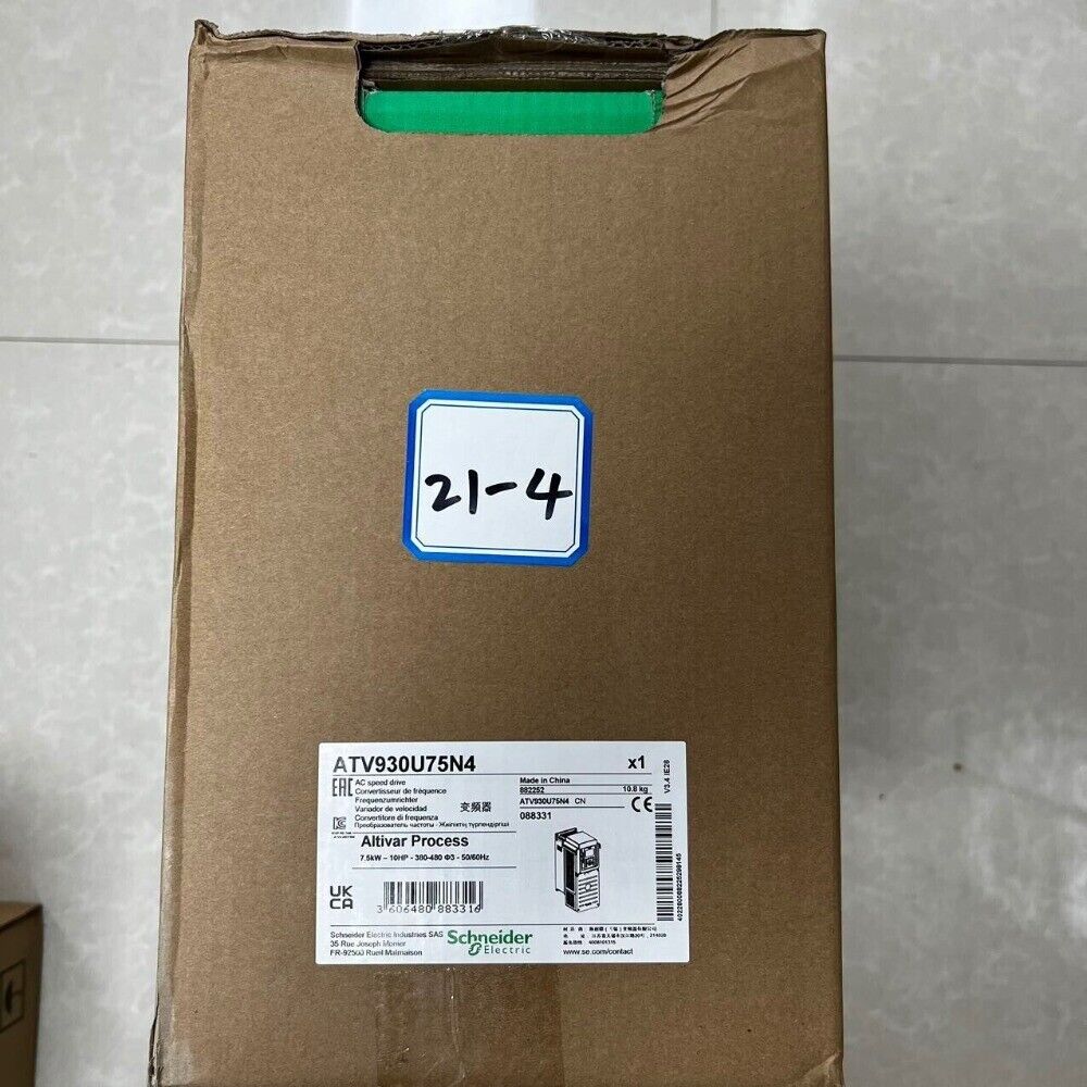 Schneider Electric ATV930U75N4 variable frequency drive in box, 21-4 label, industrial automation part