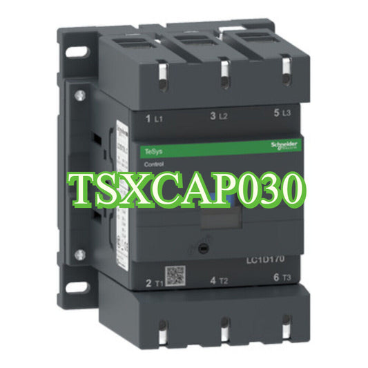 Schneider Electric TSXCAP030 connecting cable, a dark gray industrial control component.