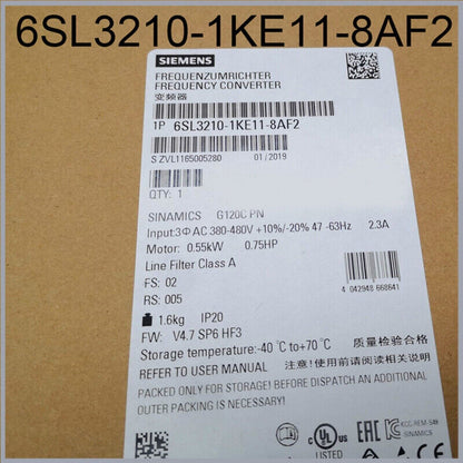 SINAMICS V20 – Basic Performance Drives | Siemens | 6SL3 210-1KE11-8AF2 6SL3210-1KE11-8AF2 SINAMICS G120C Rated Power