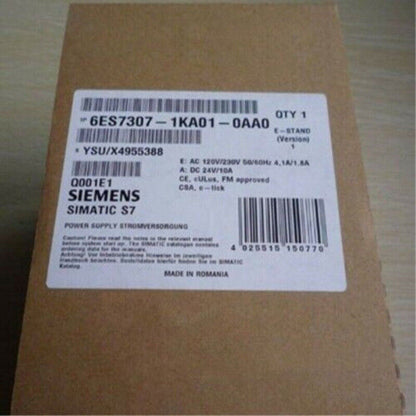 Siemens SIMATIC S7-300 Power Supply Module 6ES7307-1KA01-0AA0 in Box. Provides 24V DC power.