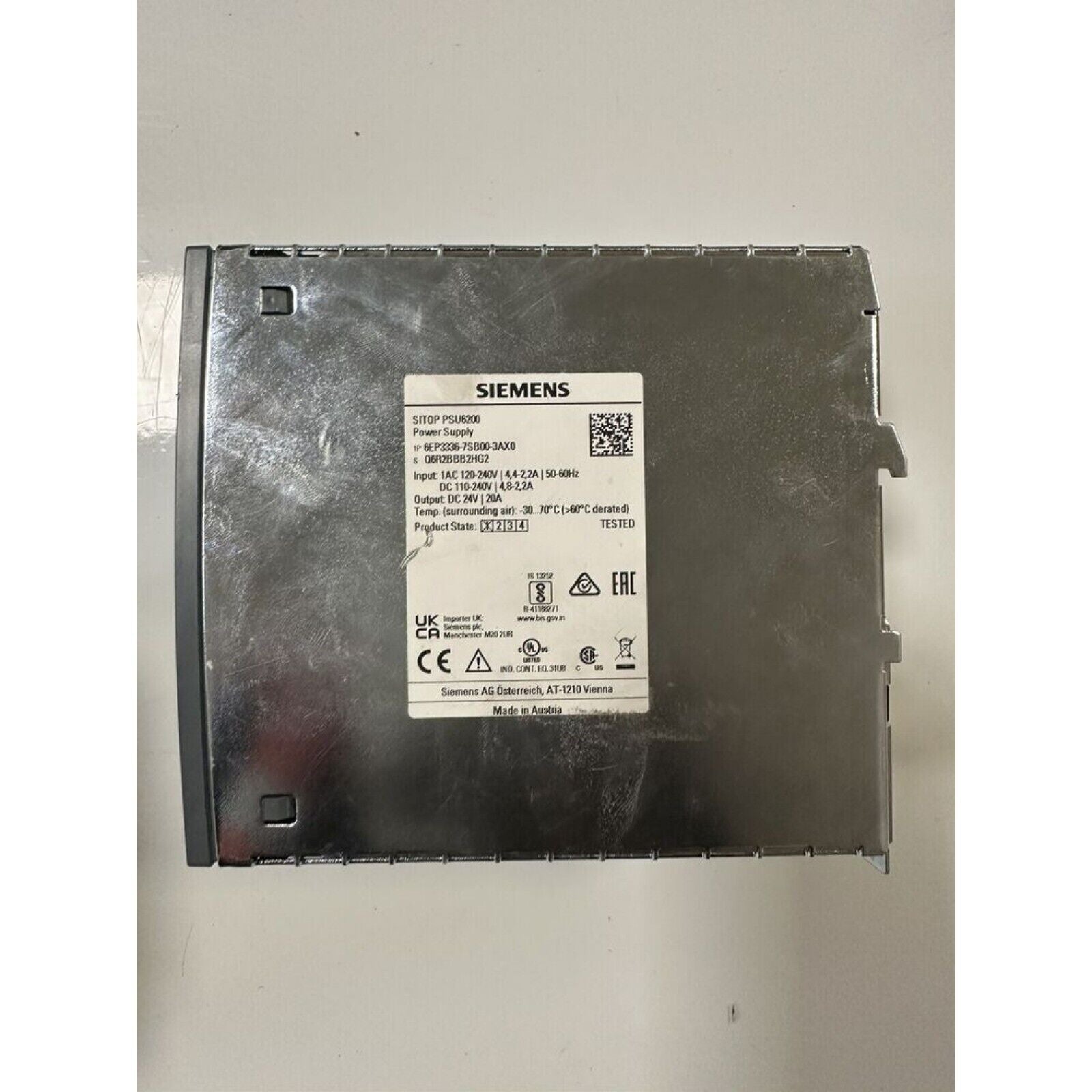 Siemens SITOP PSU6200 Power Supply, DC 24V/20A Output, Industrial Automation