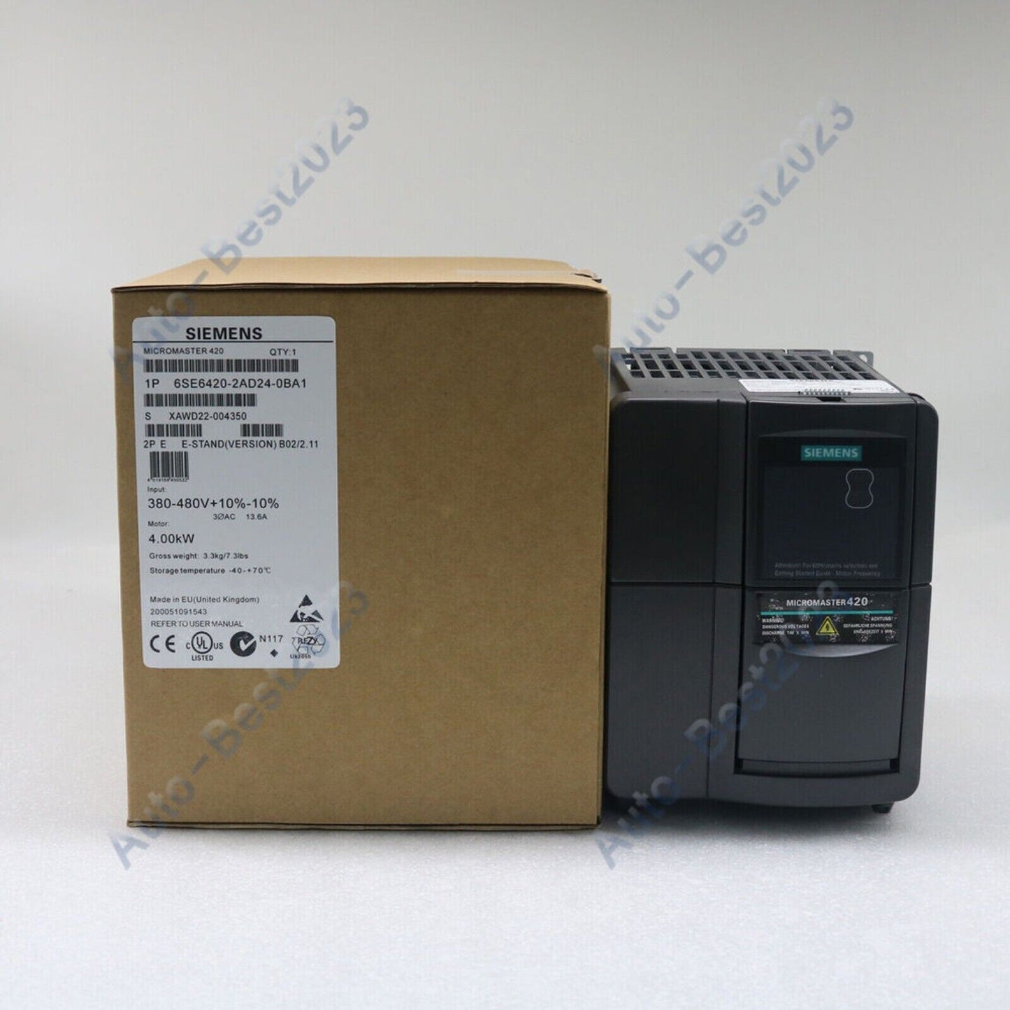 Siemens MICROMASTER 420 Drive, Model 6SE6420-2AD24-0BA1, industrial automation part in box. 4.00kW, Made in EU.
