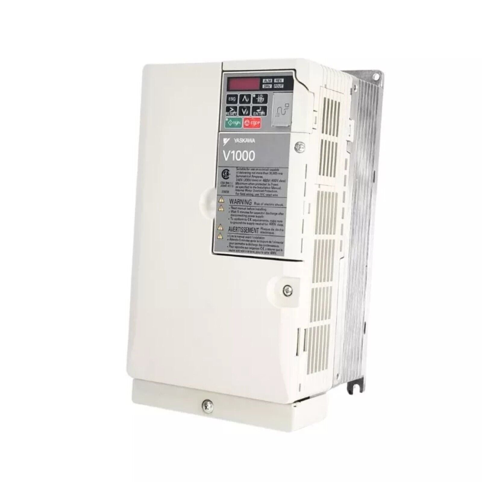 YASKAWA V1000 Series Inverter, CIMR-VU2A0040FAA, industrial automation part, white and metal finish.