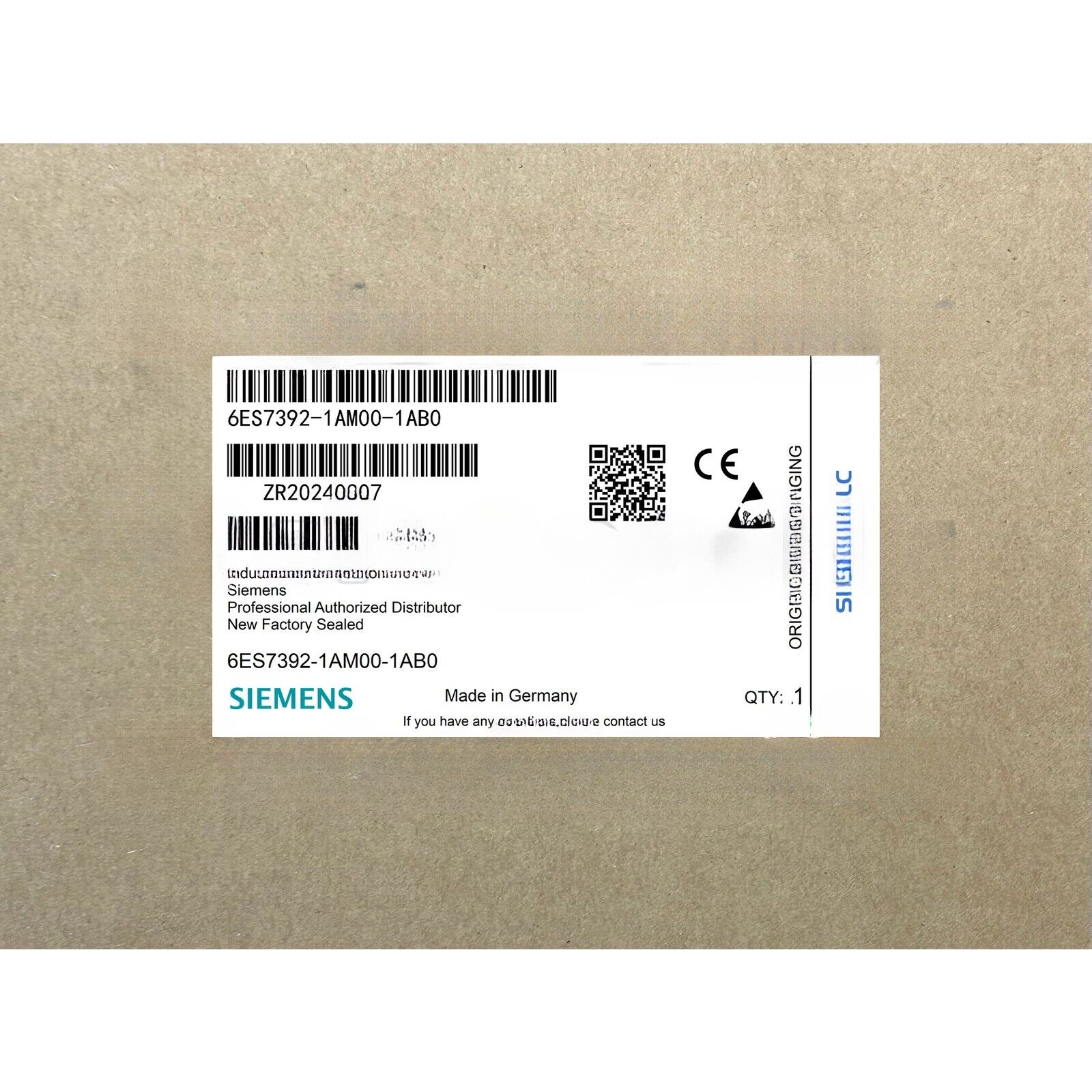 Siemens 6ES7392-1AM00-1AB0 PLC component, new factory sealed, Made in Germany