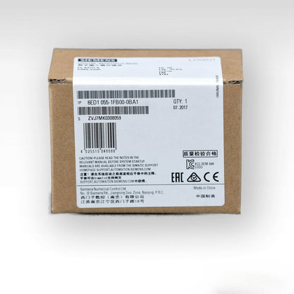 Siemens DM8 230R PLC Module box, product packaging with model number 6ED1 055-1FB00-0BA1. Industrial automation part.