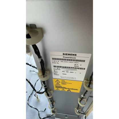 Siemens Powerblock 6SL3353-1AE41-5DA1 with wires and labels, 1500A output.