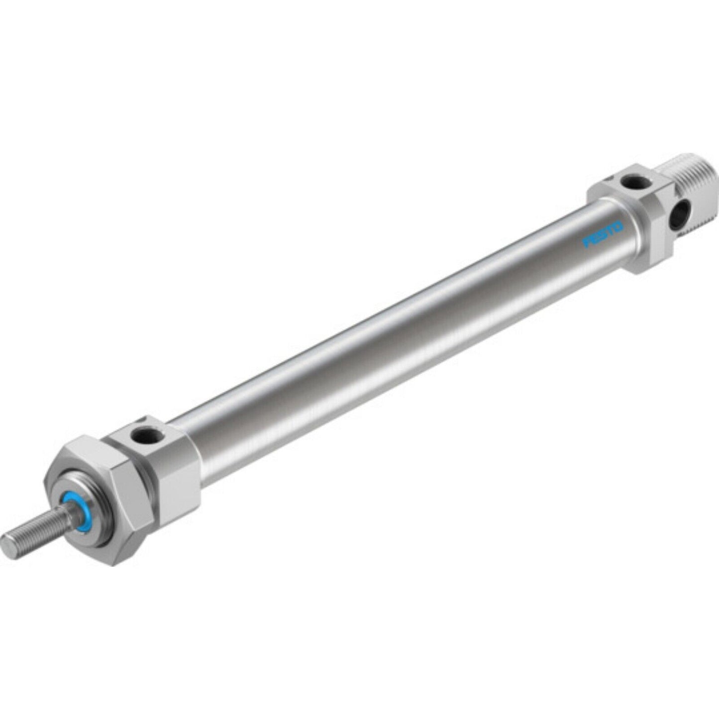 Festo DSNU-20-150-PPV-A pneumatic cylinder, industrial automation component. Features Festo logo, stainless steel.